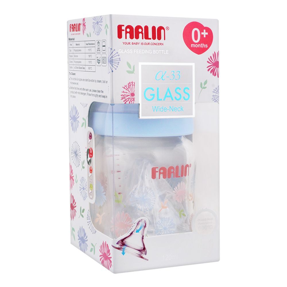 Buy Farlin Floral Series Glass Bottle 120ml - Blue ONline in Pakistan
