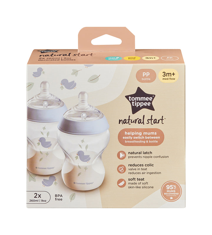 Tommee Tippee Natural Start Blue Feeding Bottle 2 Pack - 9OZ/260ml 423915