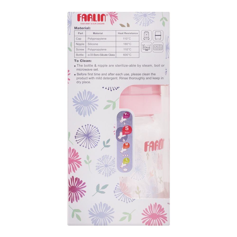 Farlin Floral Series Glass Bottle 120ml - Girl AB-32005-G