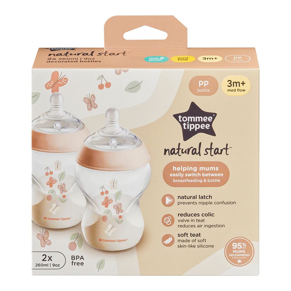 Tommee Tippee Peach Feeding Bottle 2 Pack - 9OZ/260ml - Natural Start Price in Pakistan