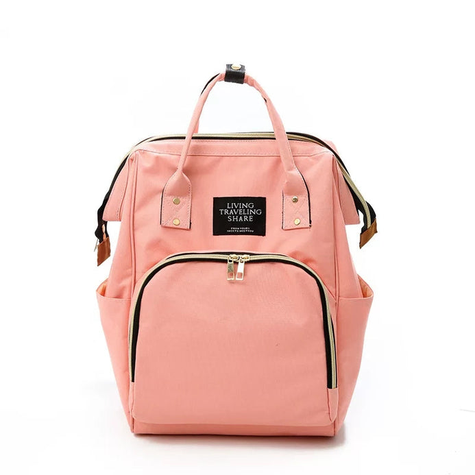 Multi Purpose Organizer Backpack Diaper Bag - Peach Online in Pakistan with Free Delivery