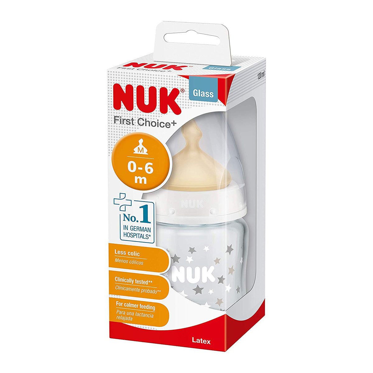 NUK First Choice + Glass Feeding Bottle 120ml with Latex Teat in Pakistan