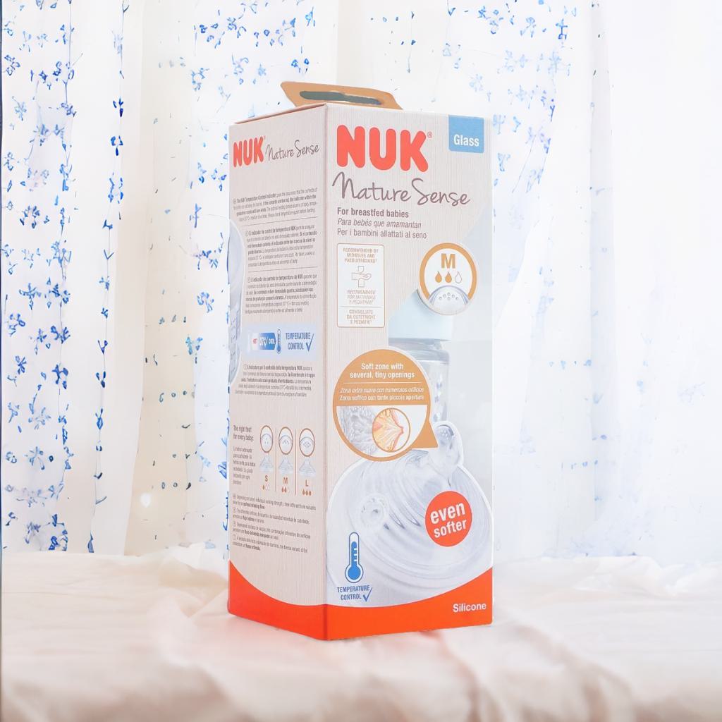 NUK Nature Sense Glass Feeding Bottle with Softer Teat 240ml