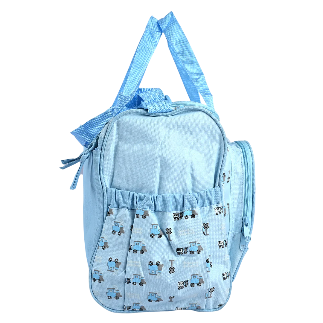Baby Care Mother Bag in Blue with Car Print 3PCs Set