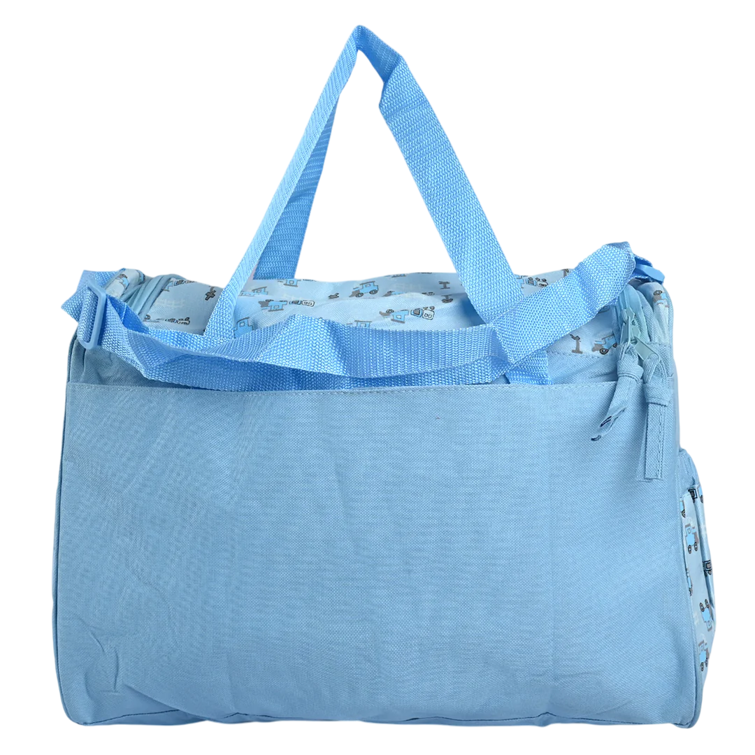 Baby Care Mother Bag in Blue with Car Print 3PCs Set