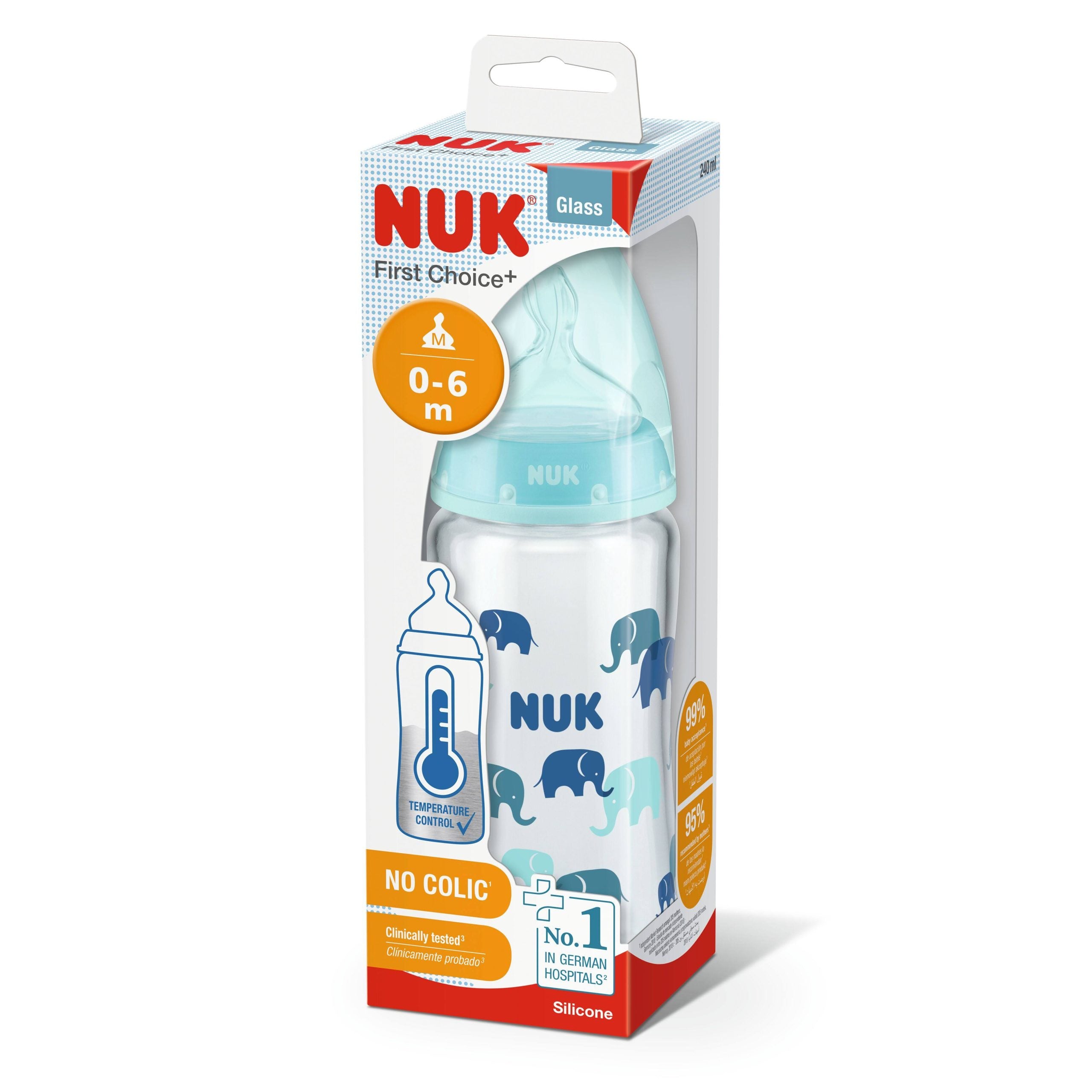 NUK First Choice + Glass Feeding Bottle 240ml