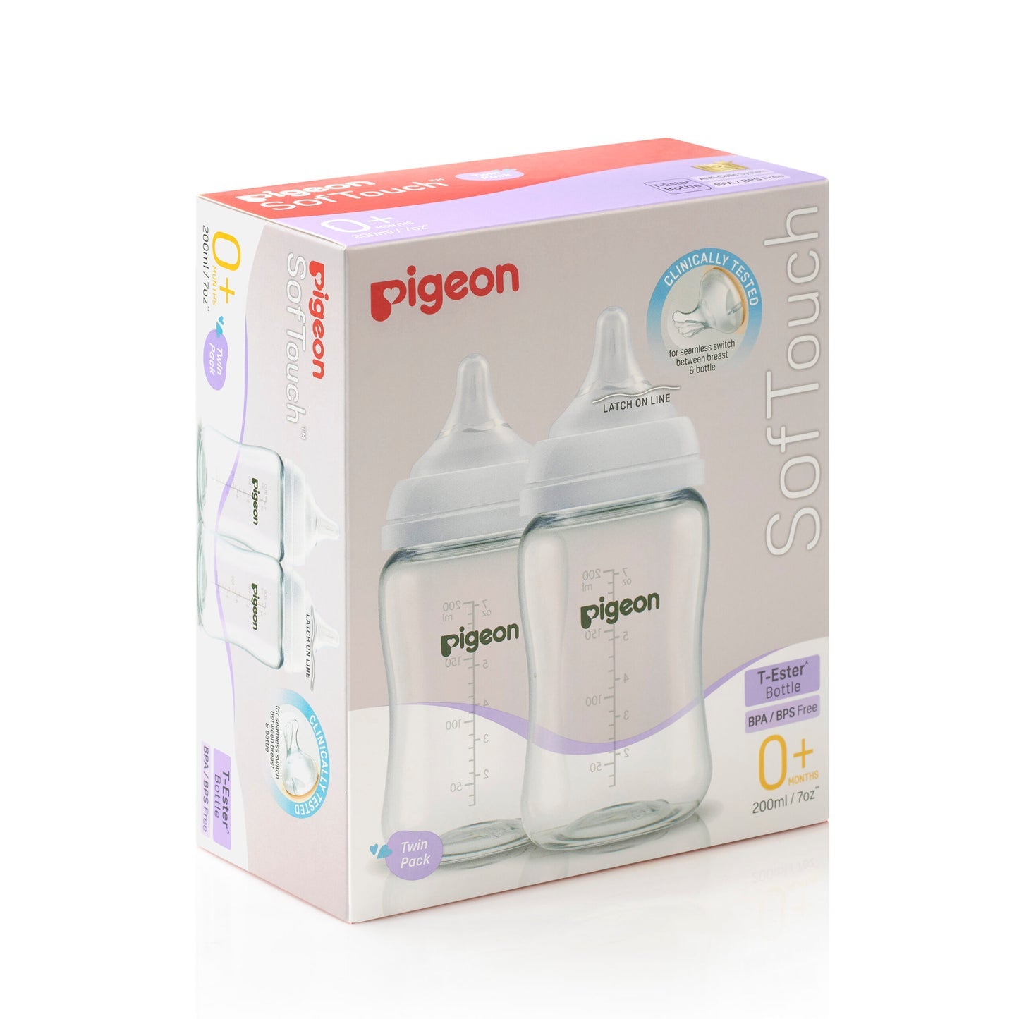 Pigeon SofTouch 3 T-Ester Twin Pack Nursing Bottle - 200ml