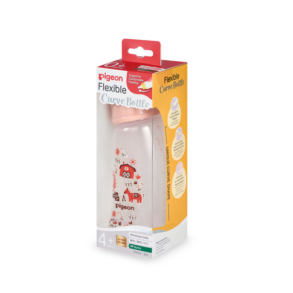 Buy Pigeon PP Flexible Curve Nursing Bottle 250ml Farm Theme in Pakistan - A80001