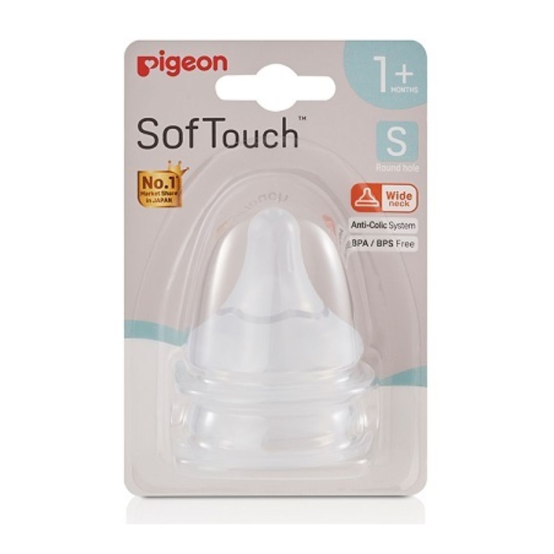 Pigeon SofTouch Wide Neck Nipples and Teats 2 Pack - 1 Months +