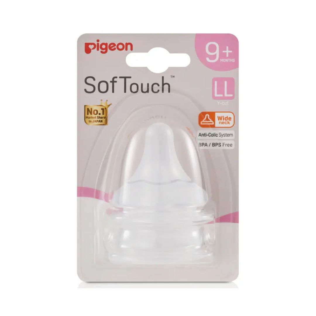 Pigeon SofTouch Wide Neck Nipples and Teats 2 Pack - 9 Months +