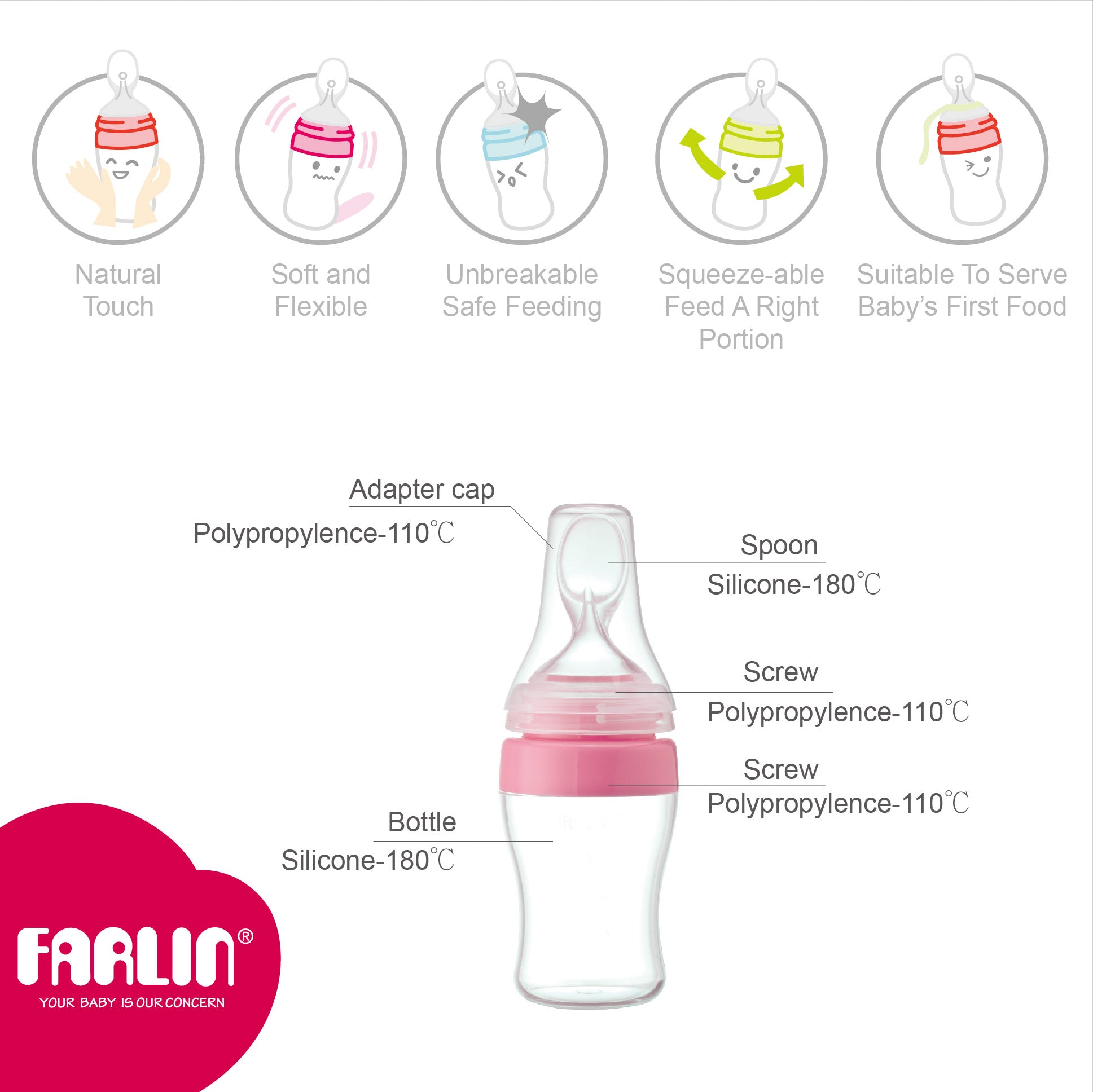 Farlin Silicone Spoon Feeder Wide Neck 150ml