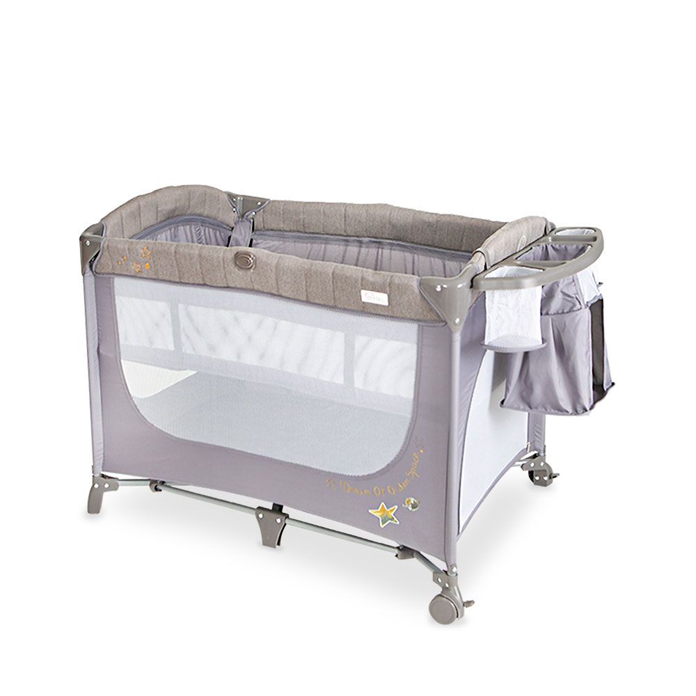 Tinnies Drop Side Play Pen - Grey