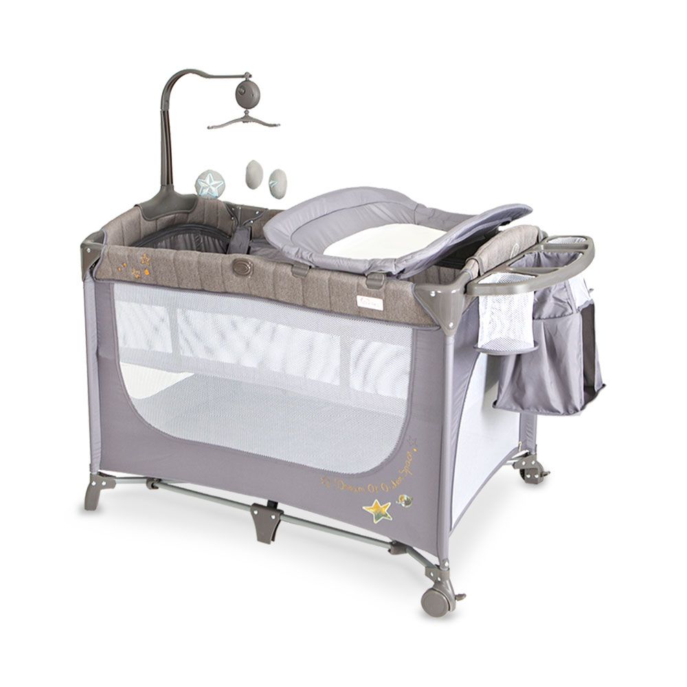 Tinnies Drop Side Play Pen - Grey