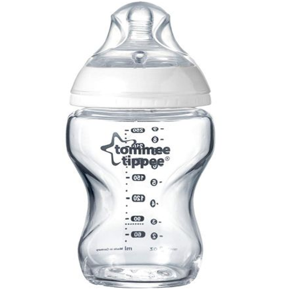 Tommee Tippee Glass Feeding Bottle 9OZ/260ml with Medium Flow Teats in Pakistan